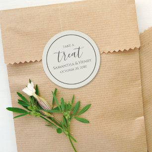 Sage Green Wedding Simple Calligraphy Script Treat Classic Round Sticker