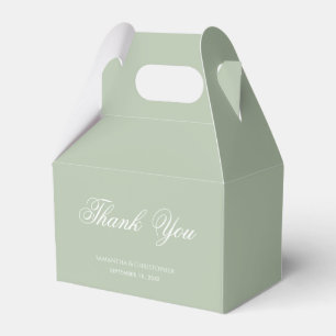 Sage Green Wedding Simple Calligraphy Thank You  Favour Box