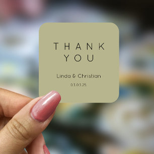 Sage Green  Wedding  Square Sticker