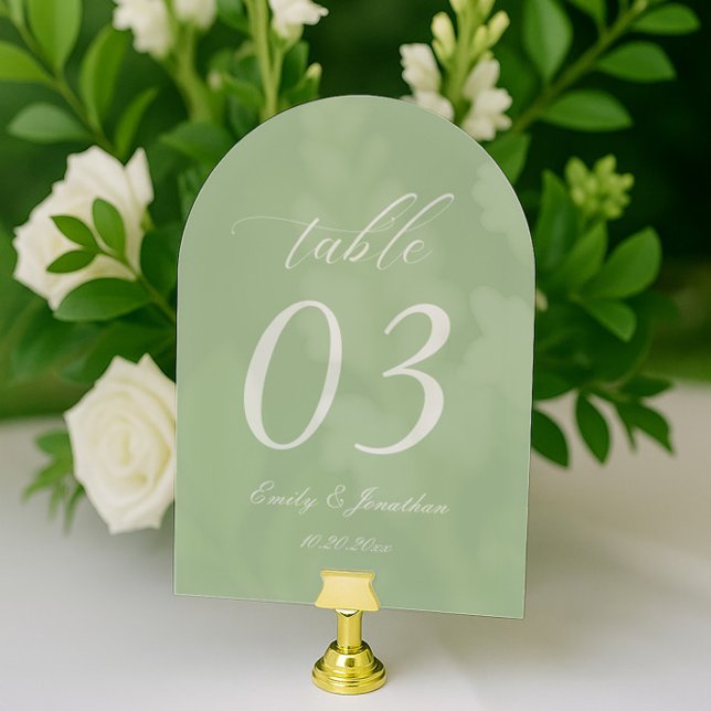 Sage Green Wedding Table Number Acrylic (Creator Uploaded)