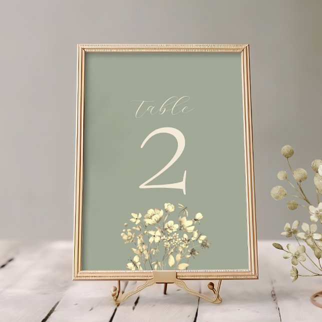 Sage Green Wedding Table Number Card (Creator Uploaded)