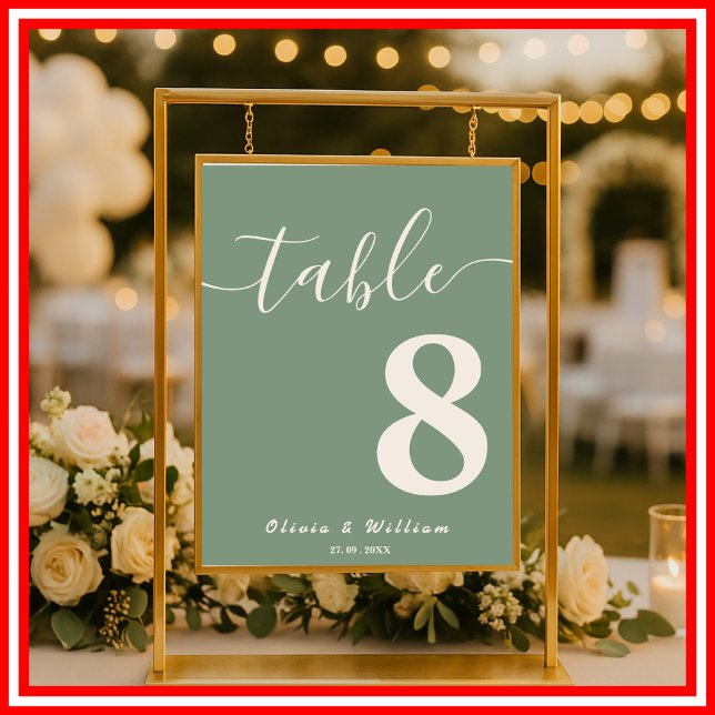 Sage Green Wedding Table Number  Poster (Creator Uploaded)