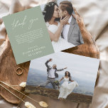 Sage Green Wedding Thank You Cards Flyer<br><div class="desc">Budget Wedding Thank You Cards that have a photo on the front and back. The Thank you cards contain a modern hand lettered cursive script typography that are elegant,  simple and modern to use after you wedding day celebration.</div>