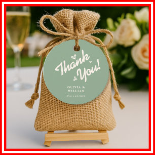Sage Green Wedding Thank You Favour Tags