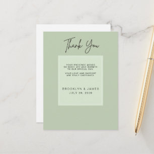 Sage Green Wedding Thank You Postcards