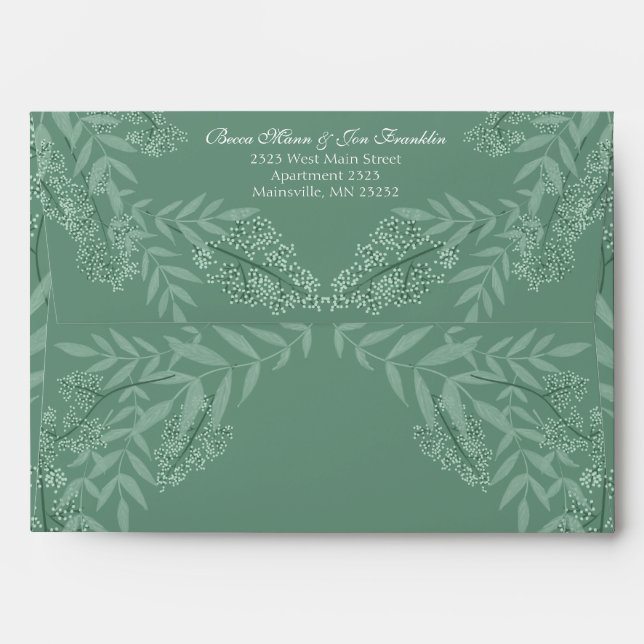 Sage Green Wedding Vintage Botanical Envelope (Back (Top Flap))