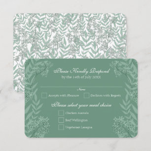 Sage Green Wedding Vintage Botanical RSVP Reply Invitation