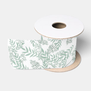Sage Green Wedding Vintage Botanical Satin Ribbon