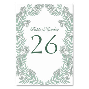 Sage Green Wedding Vintage Botanical Table Number
