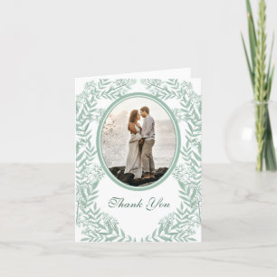 Sage Green Wedding Vintage Botanical Thank You Card