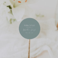 Sage Green | Wedding Welcome Classic Round Sticker