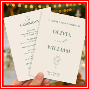 Sage Green Wedding Wildflower Boho Floral Programme