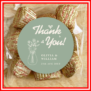 Sage Green Wedding   Wildflower Classic Round Sticker