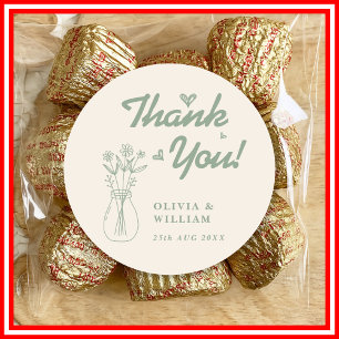 Sage Green Wedding Wildflower Classic Round Sticker