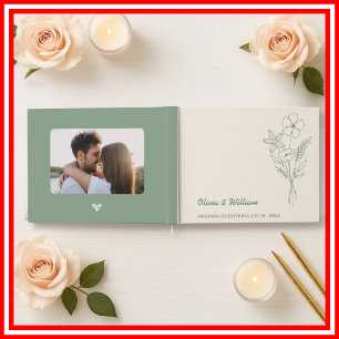 Sage Green Wedding Wildflower Guest Book