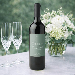 Sage Green Wedding Wine Label – Cheers to Love