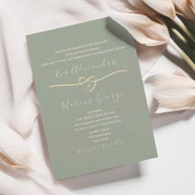 Sage Green Wedding with Gold Rope Heart