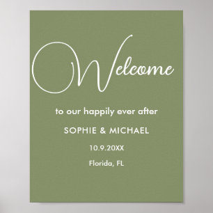 Sage Green Welcome Wedding  Poster