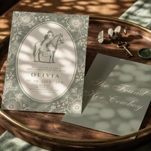 Sage Green Western Found Her Cowboy Bridal Shower Invitation