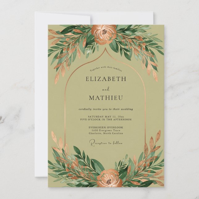 Sage Green Whimsical Rustic Wedding Invitation (Front)
