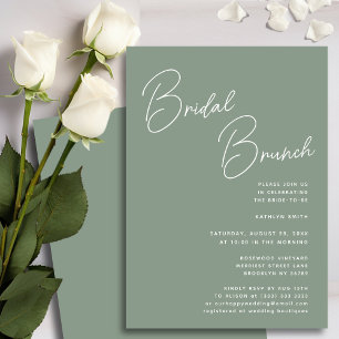 Sage Green Whimsical Script Chic Bridal Brunch Invitation