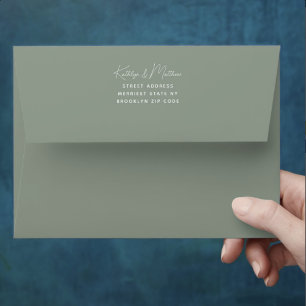 Sage Green Whimsical Script Minimalist Modern  Envelope