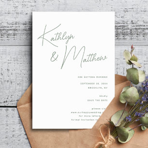 Sage Green Whimsical Script Minimalist Modern  Save The Date