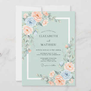Sage Green Whimsical Spring Wedding Invitation