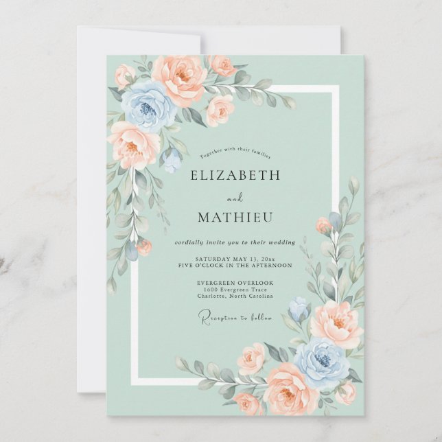 Sage Green Whimsical Spring Wedding Invitation (Front)