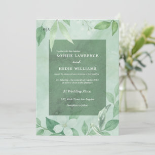  Sage Green Whimsical wildflower Boho Invitation