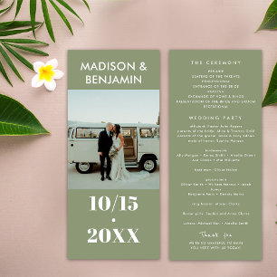 Sage Green White 1 Photo Bold Minimalist Wedding Programme