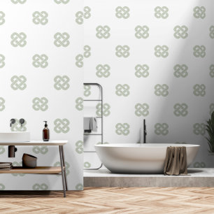 Sage Green White Abstract Geometric Modern Simple Wallpaper