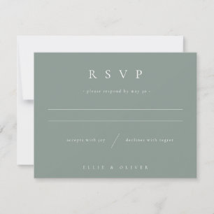 Sage Green & White Boho 1 Wedding Modern RSVP Card