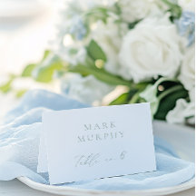 Sage Green & White Calligraphy Wedding Place Card