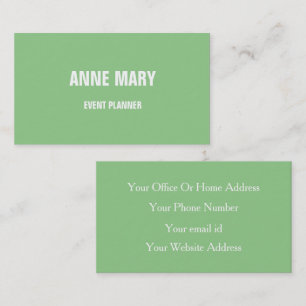 Sage Green White Classy Wedding Custom Colour Business Card