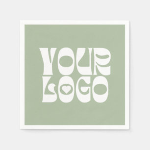 Sage Green & White Corporate Business Logo Napkin