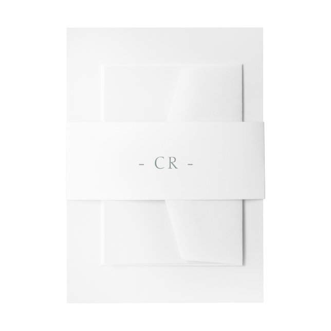 Sage Green & White Couple Initials Wedding   Invitation Belly Band (Front Example)