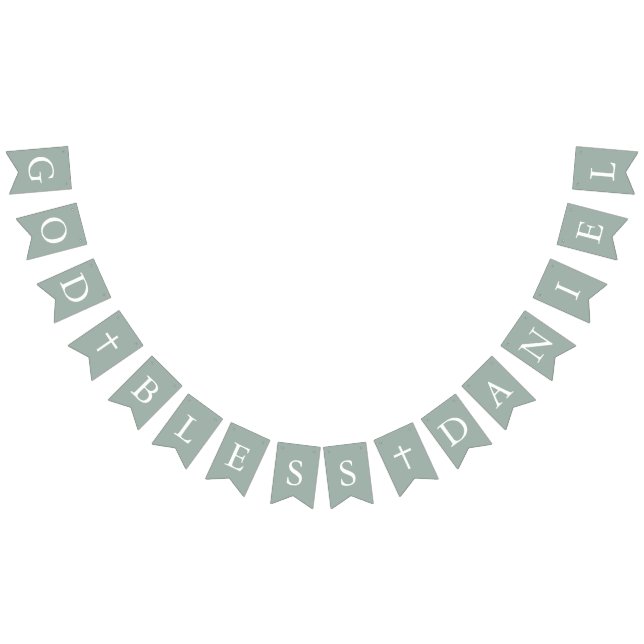 Sage Green White Cross Boy Baptism Bunting Flags (All)