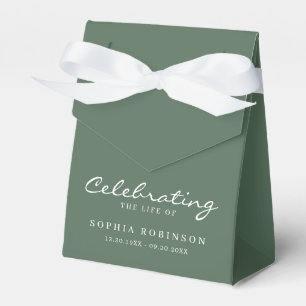 Sage Green White Elegant Script Funeral Memorial Favour Box