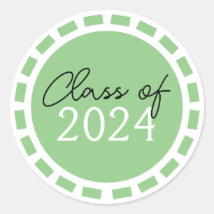 Sage Green & White Filmstrip Graduation Classic Round Sticker