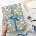 Sage Green White Floral Bridal Shower Wedding  Wrapping Paper<br><div class="desc">Pretty sage green and white floral bridal shower,  wedding and birthday for her wrapping paper.</div>