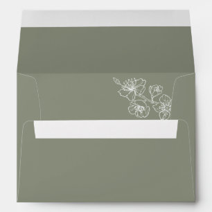 Sage Green White Floral Custom Monogram Envelope