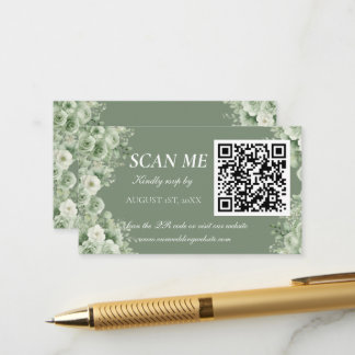 Sage Green White Floral Wedding RSVP Enclosure Card