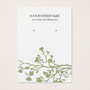 Sage Green White Flowers Custom Earring Card