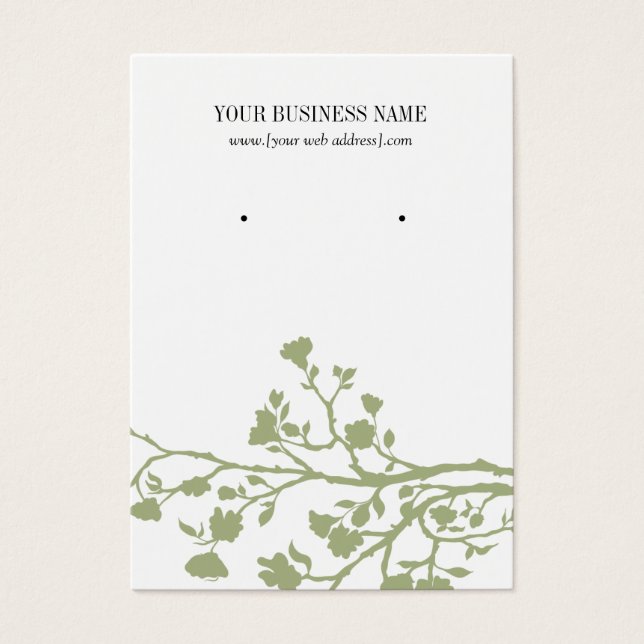 Sage Green White Flowers Custom Earring Card (Front)