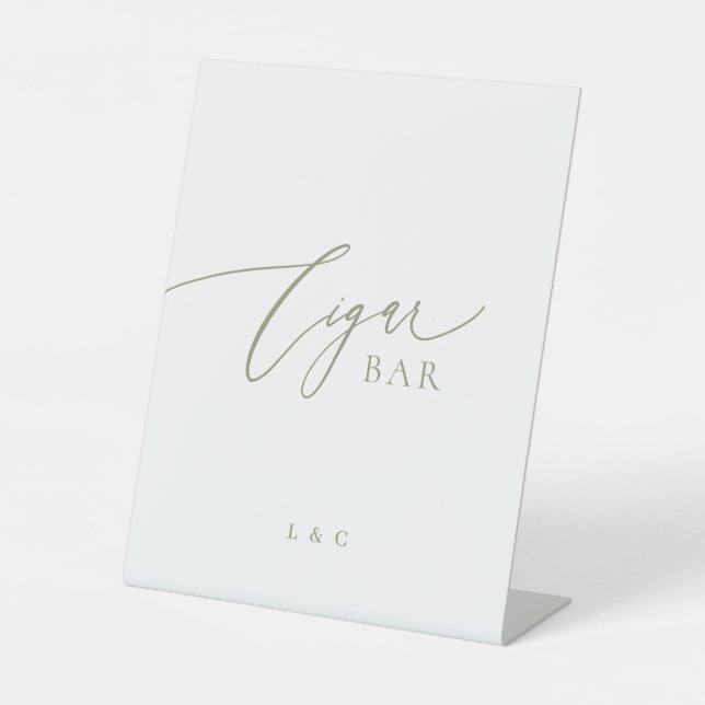 Sage Green White Formal Wedding Cigar Bar Sign (Front)