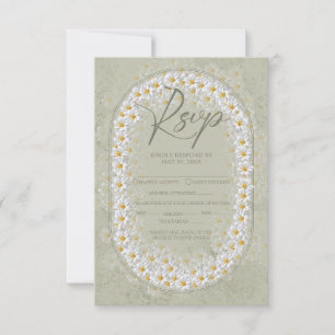 Sage Green White Gardenias Boho  RSVP Card