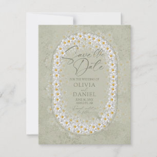 Sage Green White Gardenias Boho Save the Date Announcement