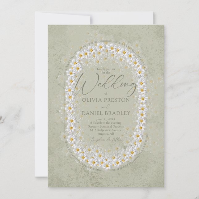 Sage Green White Gardenias Boho Wedding Invitation (Front)