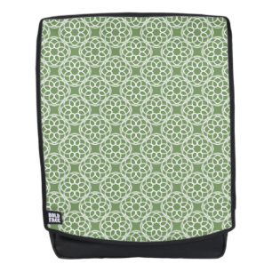 Sage Green White Geometric Seamless Pattern Backpack